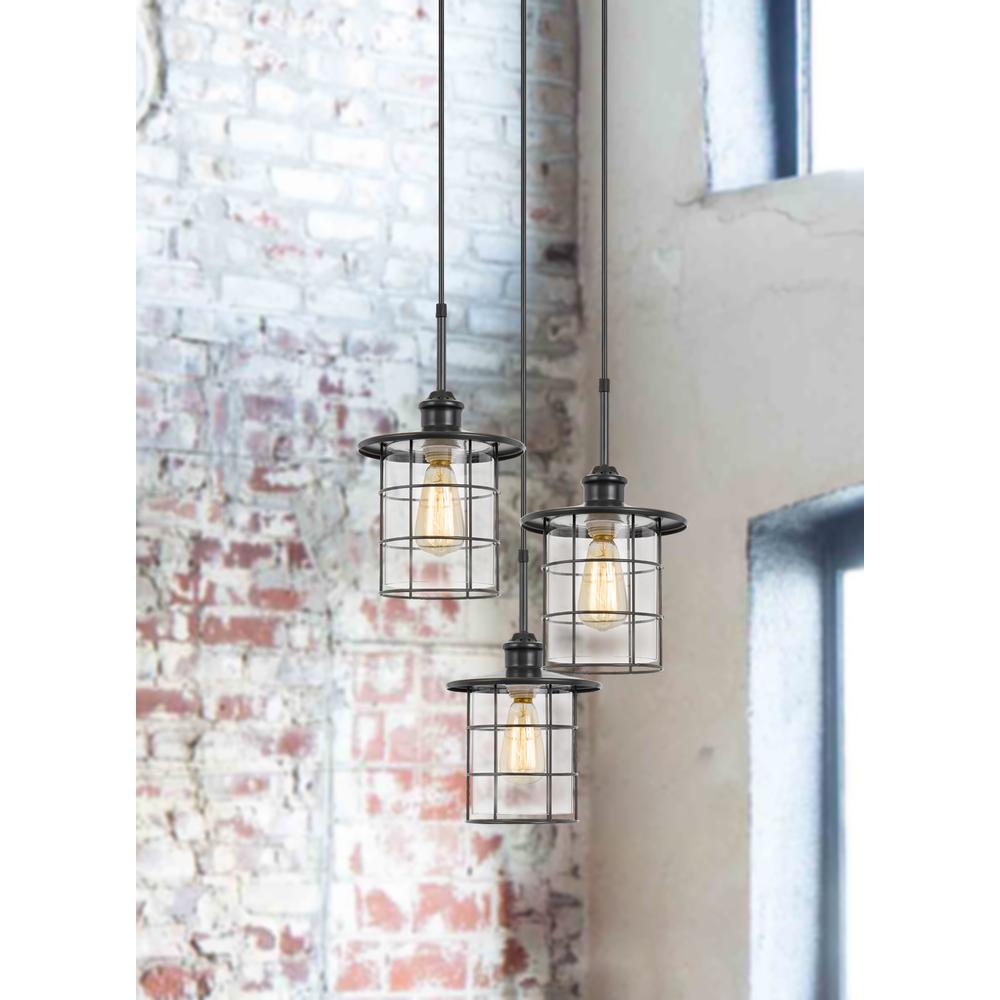 60W x 3 Silverton metal/glass pendant fixture (Edison bulbs NOT included), Dark Bronze