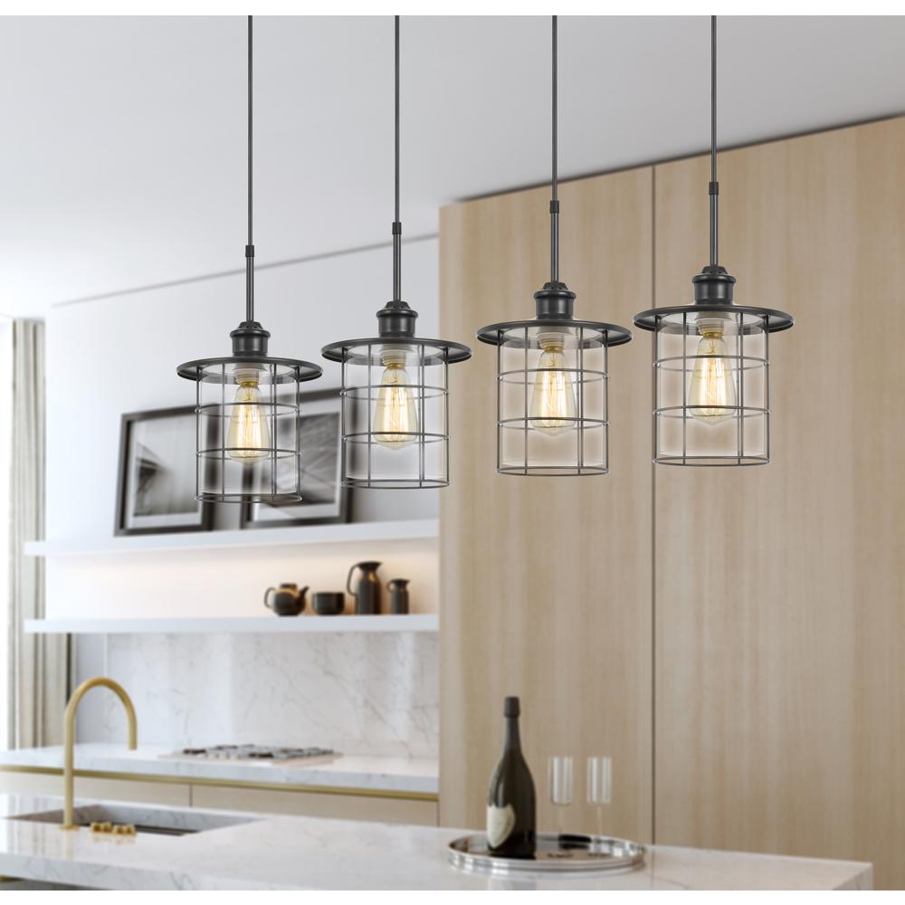 60W x 4 Silverton metal/glass pendant fixture (Edison bulbs NOT included), Dark Bronze