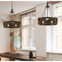 Load image into Gallery viewer, 60W X 3 Bradford Metal And Wood Chandelier (Edison Bulbs Not Included)
