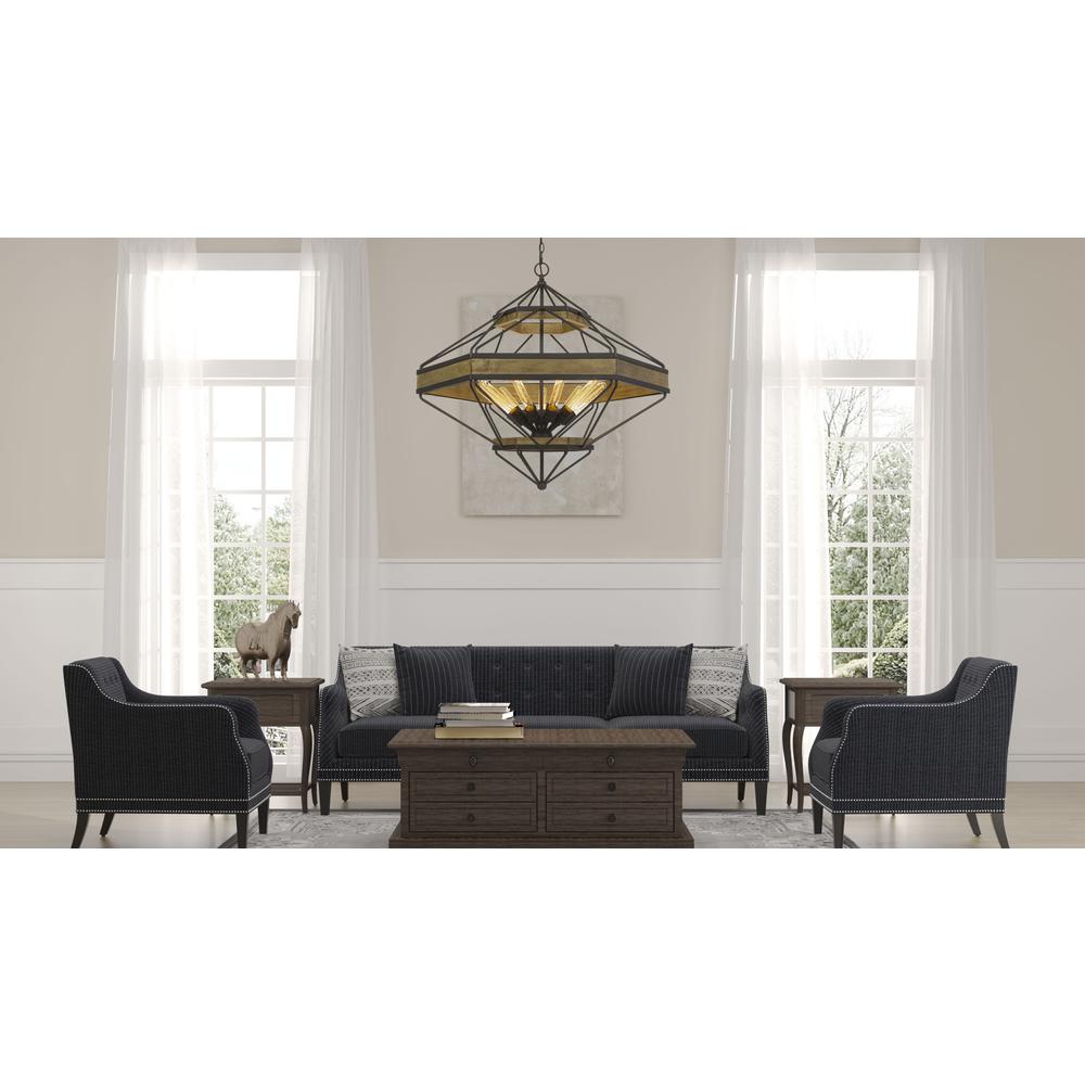 Alicante 60W X 9 Pine Wood/Metal Chandelier  (Edison Bulbs Not included)