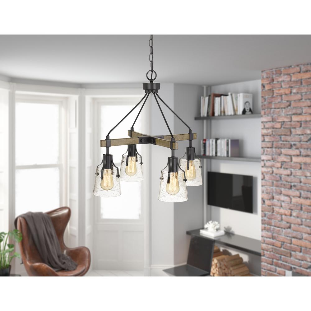 60W X 4 Aosta Metal Chandelier With BubbLED Glass Shades (Edison Bulbs Are Not included)