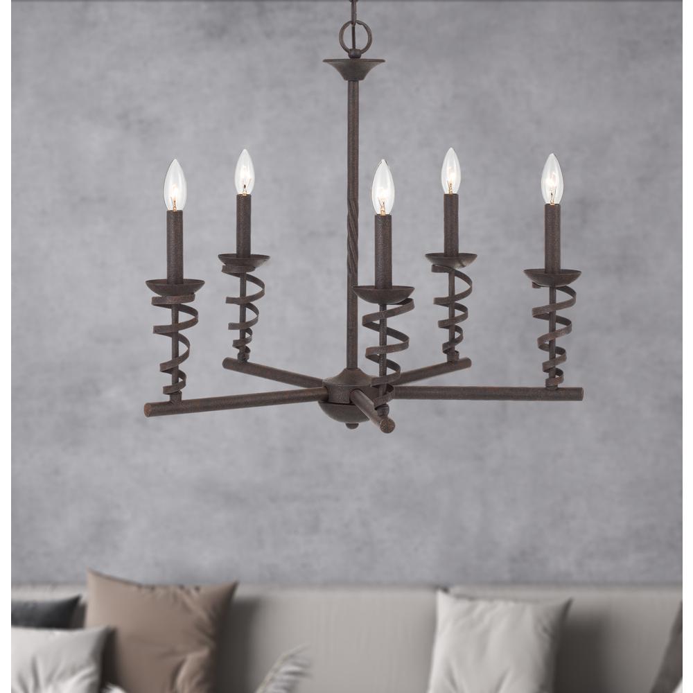 60W x 5 Forbach metal chandelier (Edison Bulbs are included), Texture black