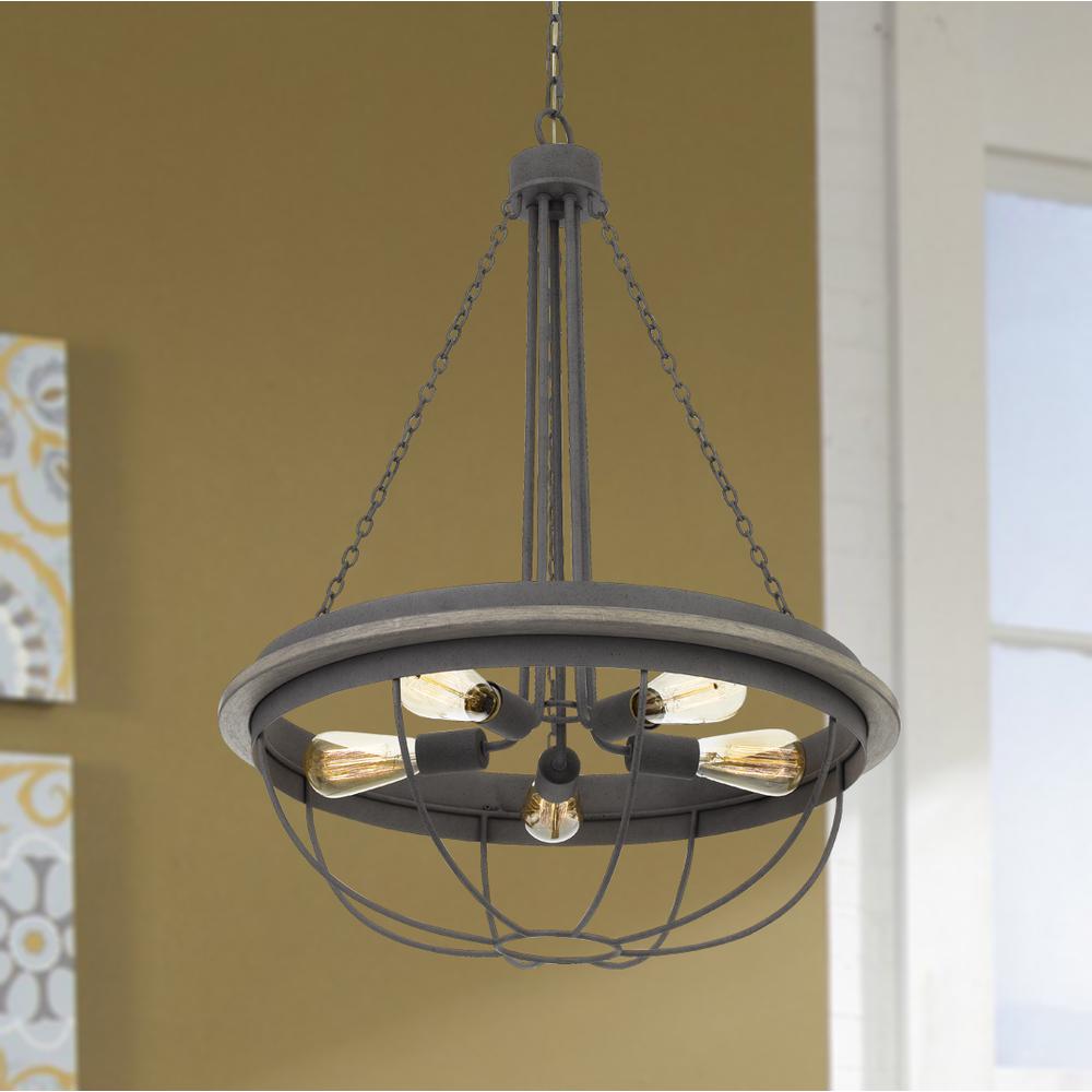 60W x 5 Nixa metal chandelier (Edison bulbs NOT included), Dove Grey