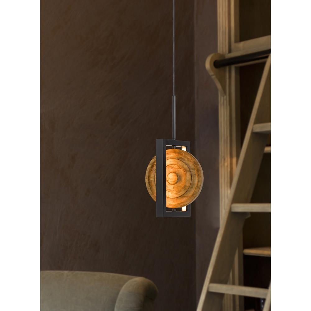 Fano integrated dimmable LED wood/metal mini pendant fixture. 16W, 1280 lumen. 3000K, Pine