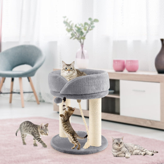 Cat Climbing Tree with Plush Perchs and Scratching Post-Gray