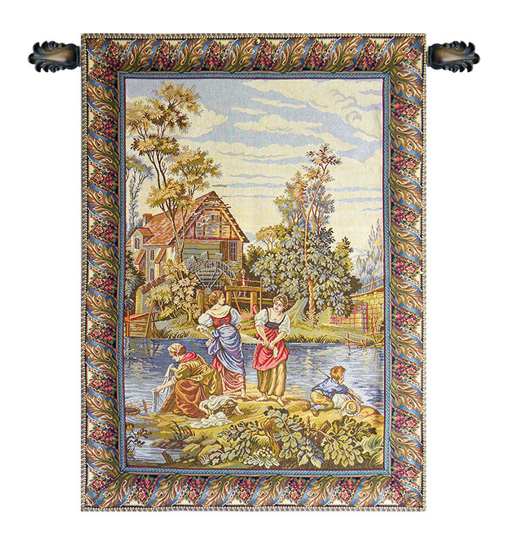 Washing by the Lake Vertical Italian Tapestry