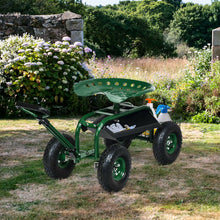 Load image into Gallery viewer, Heavy Duty Garden Cart with Tool Tray and 360 Swivel Seat
