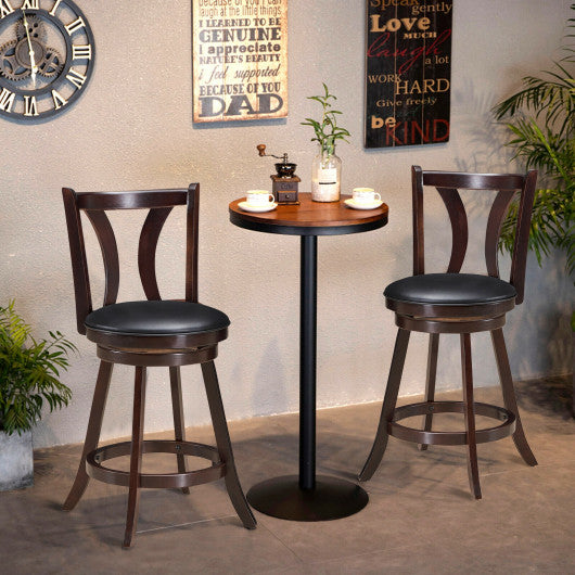 Set of 2 Swivel Bar stool 24 Inch Counter Height Leather Padded Dining Kitchen Chair-24 Inch