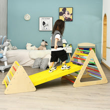 Load image into Gallery viewer, 3 in 1 Kids Climbing Ladder Set 2 Triangle Climbers with Ramp for Sliding
