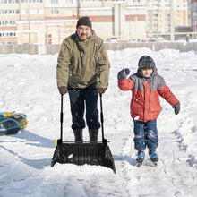 Load image into Gallery viewer, Folding Snow Pusher Scoop Shovel with Wheels and Handle-Black
