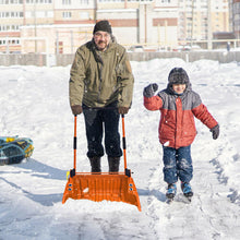 Load image into Gallery viewer, Folding Snow Pusher Scoop Shovel with Wheels and Handle-Orange
