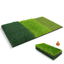 Load image into Gallery viewer, 25 x 16 Inch Tri-Turf 3-in-1 Golf Hitting Mat Realistic Synthetic Turf with Tee Holder
