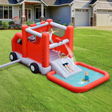 Load image into Gallery viewer, Fire Truck Themed Inflatable Castle Water Park Kids Bounce House with 480W Blower
