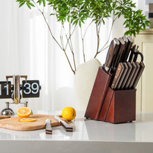 Load image into Gallery viewer, 15 Pieces Stainless Steel Knife Block Set with Ergonomic Handle
