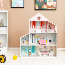 Load image into Gallery viewer, 3-Tier Toddler Doll House with Furniture Gift for Age over 3
