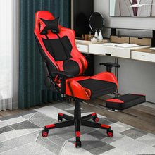 Load image into Gallery viewer, PU Leather Gaming Chair with USB Massage Lumbar Pillow and Footrest-Red
