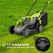 Load image into Gallery viewer, 13 Inch Cordless Lawn Mower with Brushless Motor  4Ah Battery and Charger-Green
