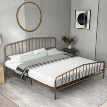 Load image into Gallery viewer, King Size Metal Bed Frame with Headboard &amp; Footboard-Brown
