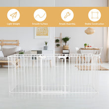 Load image into Gallery viewer, Adjustable  Panel Baby Safe Metal Gate Play Yard-White
