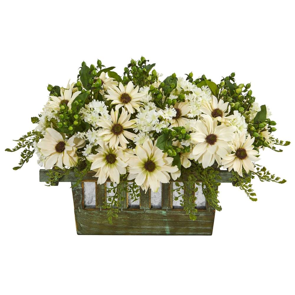 Daisy Artificial Arrangement in Decorative Planter