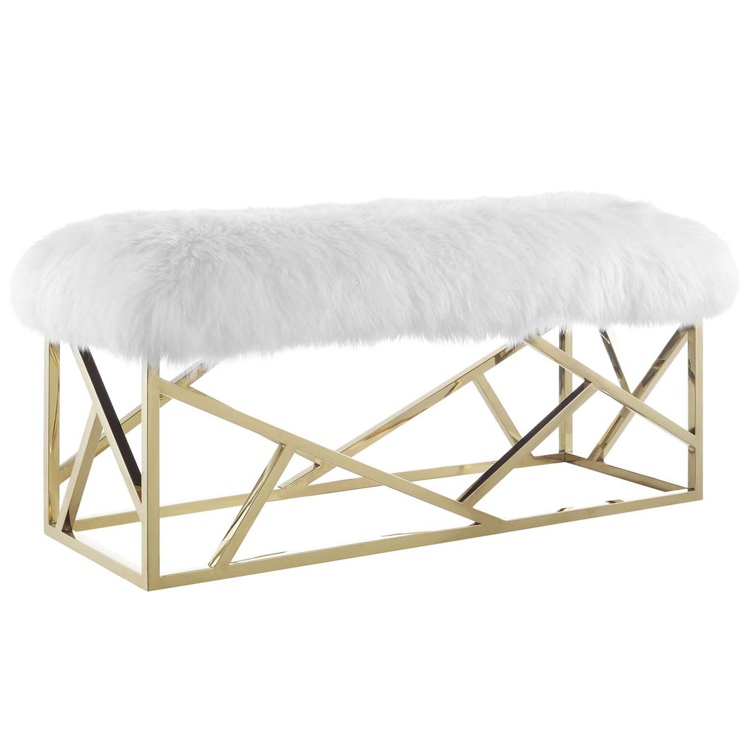 Intersperse Sheepskin Bench by Modway