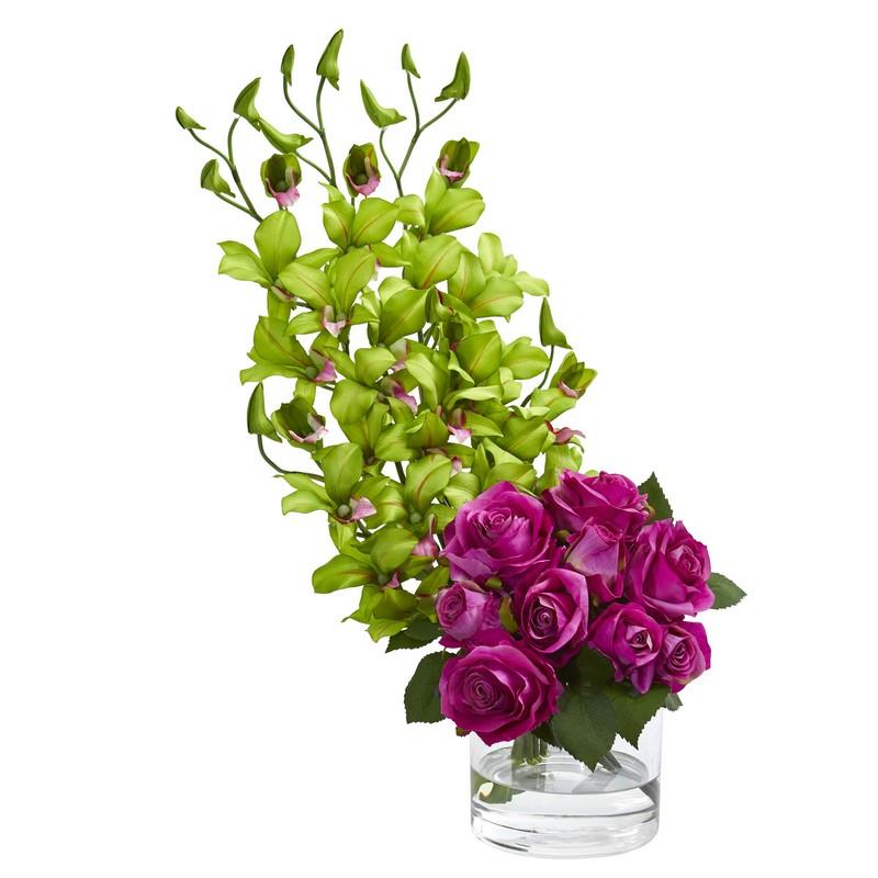 Rose & Dendrobium Orchid Artificial Arrangement