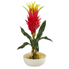 Load image into Gallery viewer, 19&quot; Dragon Fruit Artificial Arrangement in Gold and Cream Elegant Vase
