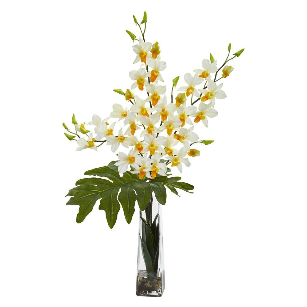 Dendrobium Tropical Orchid Artificial Arrangement in Vase