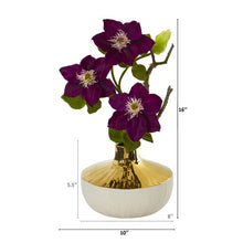 Load image into Gallery viewer, 16&quot; Anemone Artificial Arrangement in Gold and Cream Elegant Vase
