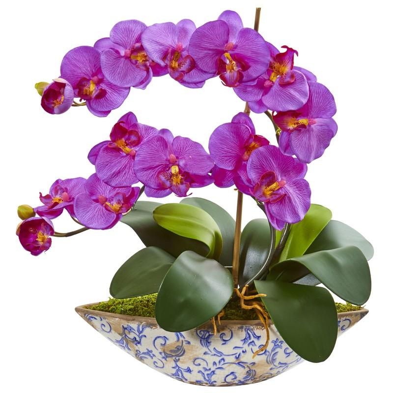 Phalaenopsis Orchid Artificial Arrangement in Vase