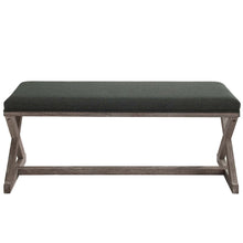 Load image into Gallery viewer, Province Vintage French X-Brace Upholstered Fabric Bench
