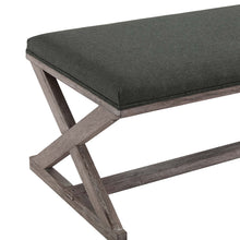 Load image into Gallery viewer, Province Vintage French X-Brace Upholstered Fabric Bench
