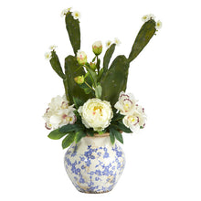 Load image into Gallery viewer, 29&quot; Cymbidium Orchid, Peony and Cactus Succulent Artificial Arrangement
