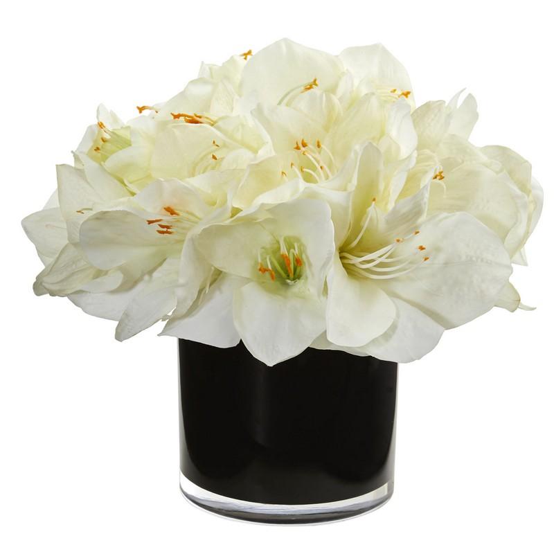 Amaryllis Artificial Arrangement in Glossy Cylinder