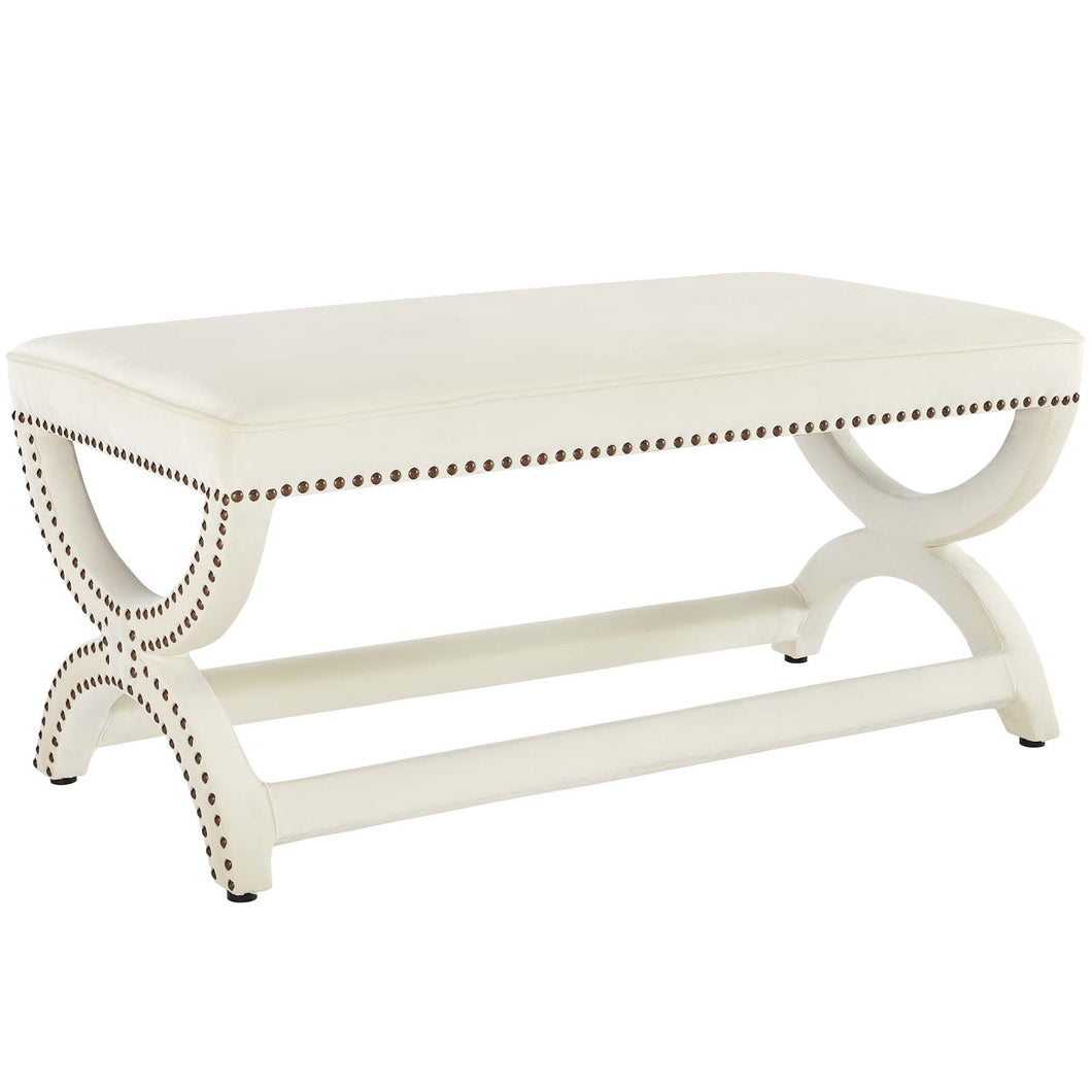 Expound Upholstered Nailhead Trim Performance Velvet Bench by Modway