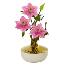 Load image into Gallery viewer, 16&quot; Anemone Artificial Arrangement in Gold and Cream Elegant Vase
