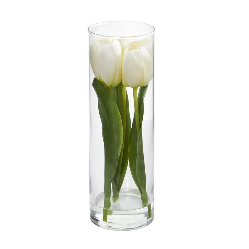 Tulips Artificial Arrangement in Glass Vase