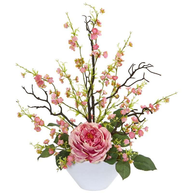 Rose & Cherry Blossom Artificial Arrangement