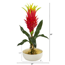 Load image into Gallery viewer, 19&quot; Dragon Fruit Artificial Arrangement in Gold and Cream Elegant Vase
