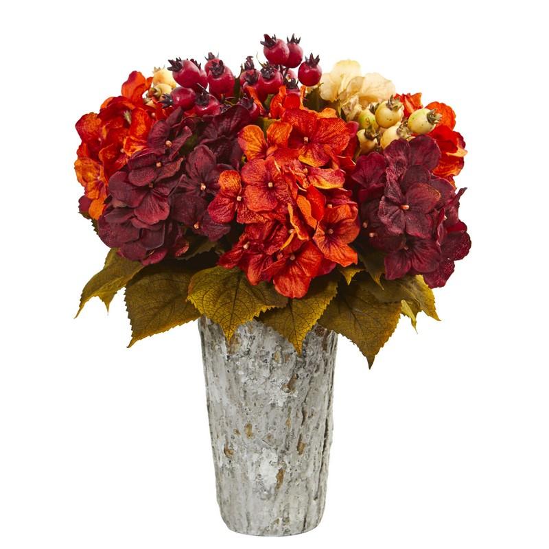 Autumn Hydrangea Berry Artificial Arrangement in Weather Planter