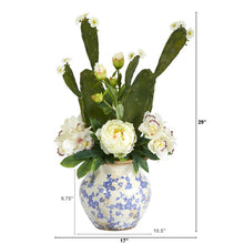 Load image into Gallery viewer, 29&quot; Cymbidium Orchid, Peony and Cactus Succulent Artificial Arrangement
