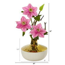 Load image into Gallery viewer, 16&quot; Anemone Artificial Arrangement in Gold and Cream Elegant Vase
