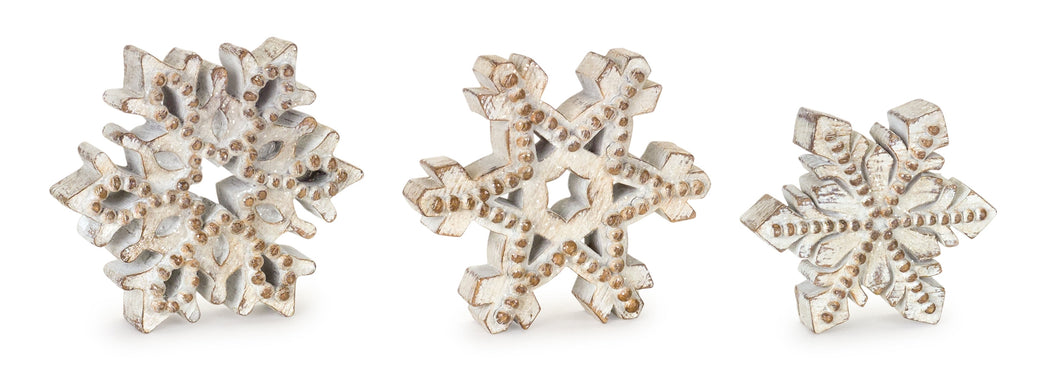 Beaded Wood Design Snowflake DŽcor (Set of 3)