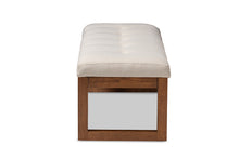 Load image into Gallery viewer, Baxton Studio Caramay Modern and Contemporary Light Beige Fabric Upholstered Walnut Brown Finished Wood Bench
