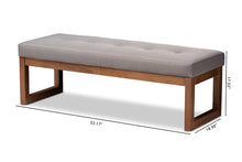 Load image into Gallery viewer, Baxton Studio Caramay Modern and Contemporary Grey Fabric Upholstered Walnut Brown Finished Wood Bench
