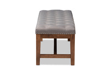 Load image into Gallery viewer, Baxton Studio Ainsley Modern and Contemporary Grey Fabric Upholstered Walnut Finished Solid Rubberwood Bench
