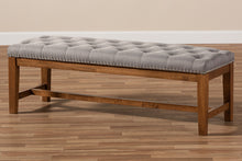 Load image into Gallery viewer, Baxton Studio Ainsley Modern and Contemporary Grey Fabric Upholstered Walnut Finished Solid Rubberwood Bench
