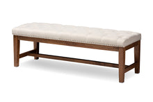 Load image into Gallery viewer, Baxton Studio Ainsley Modern and Contemporary Light Beige Fabric Upholstered Walnut Finished Solid Rubberwood Bench
