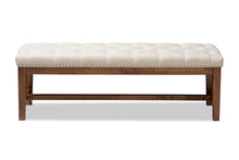 Load image into Gallery viewer, Baxton Studio Ainsley Modern and Contemporary Light Beige Fabric Upholstered Walnut Finished Solid Rubberwood Bench
