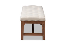 Load image into Gallery viewer, Baxton Studio Ainsley Modern and Contemporary Light Beige Fabric Upholstered Walnut Finished Solid Rubberwood Bench
